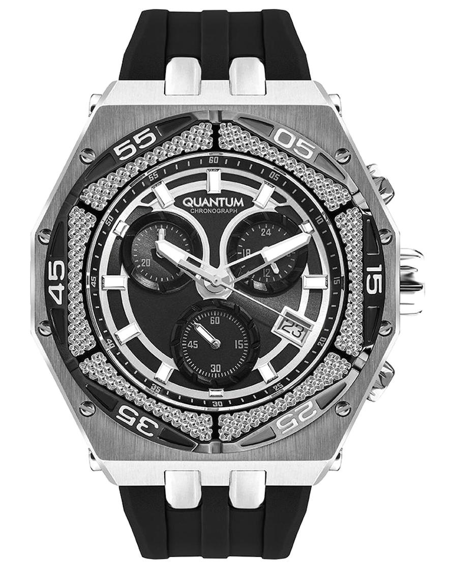 Quantum HNG1066.351 Takvimli 45 mm Siyah Silikon Kordon Analog Erkek Kol Saati