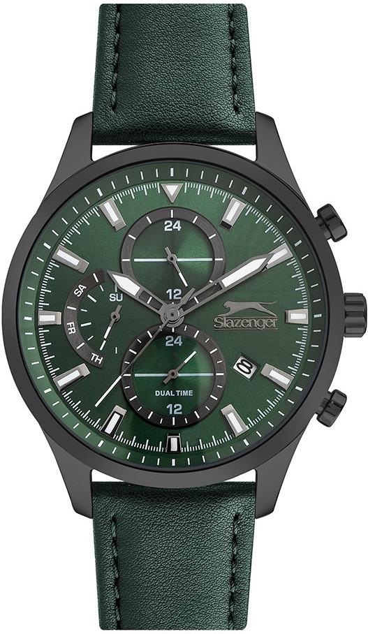 Slazenger SL.09.1995.2.04 Takvimli 45 mm Yeşil Deri Kordon Analog Erkek Kol Saati