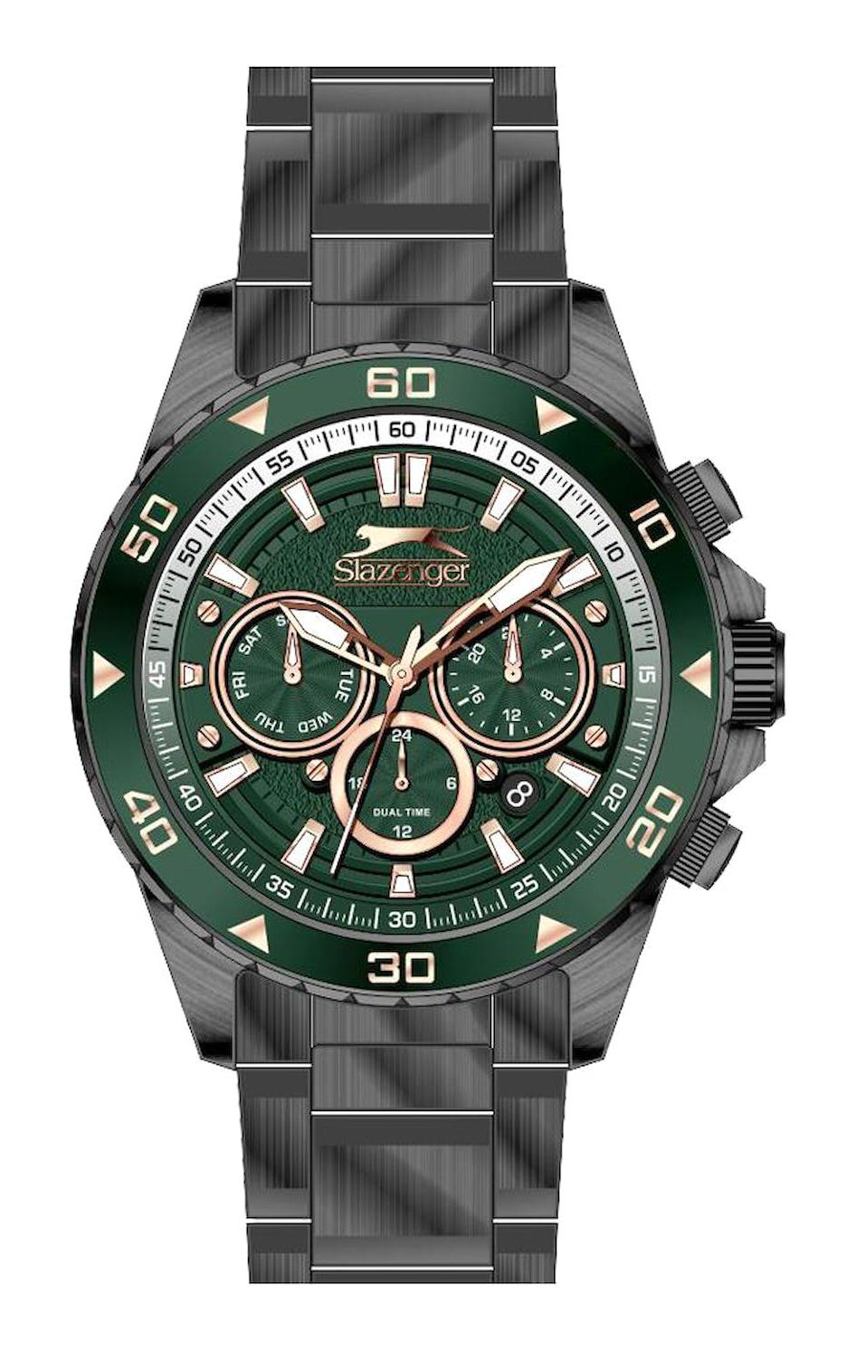 Slazenger SL.09.2329.2.01 Takvimli 44 mm Füme Çelik Kordon Analog Erkek Kol Saati