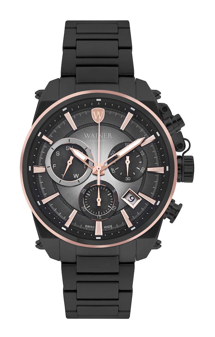 Wainer WA.19200-B Pusulalı Takvimli 46 mm Siyah Çelik Kordon Analog Erkek Kol Saati