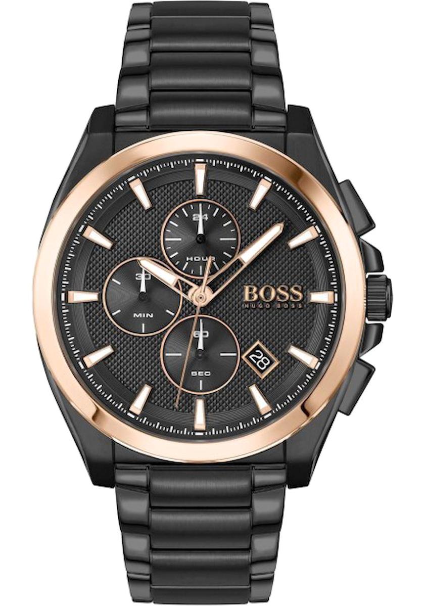 Hugo Boss HB1513885 Pusulalı Takvimli 44 mm Siyah Çelik Kordon Analog Erkek Kol Saati