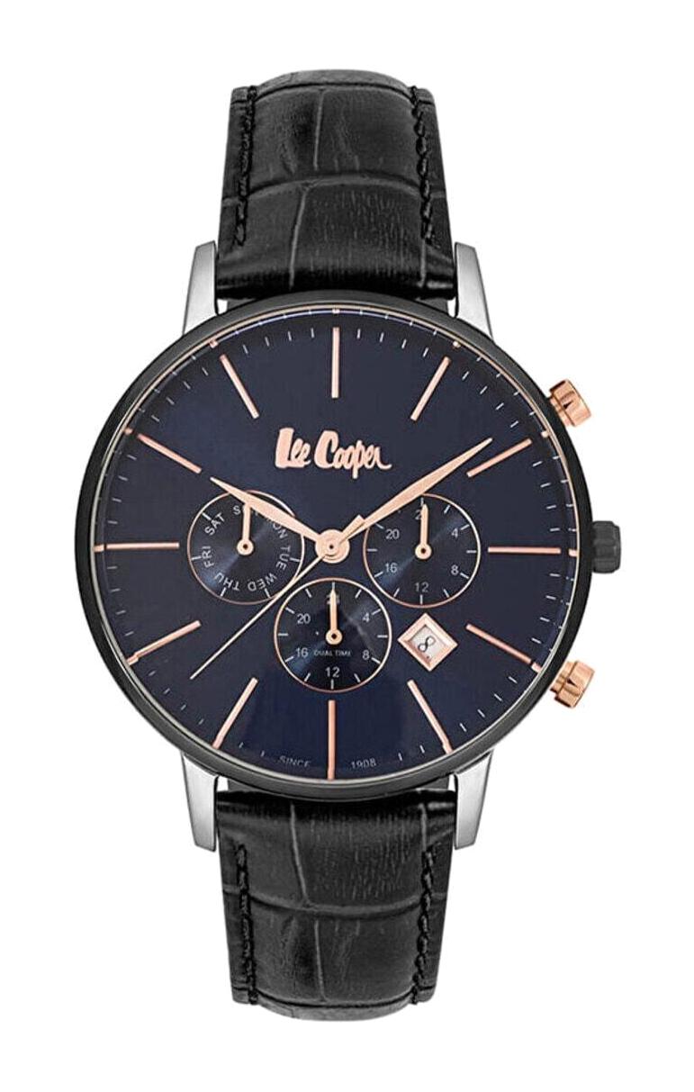 Lee Cooper LC06916.691 Takvimli 44 mm Gri Deri Kordon Analog Erkek Kol Saati