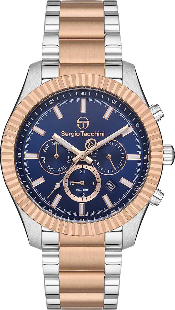 Sergio Tacchini ST.1.10185.5 Takvimli 42 mm Gri-Rose Gold Çelik Kordon Analog Kol Saati