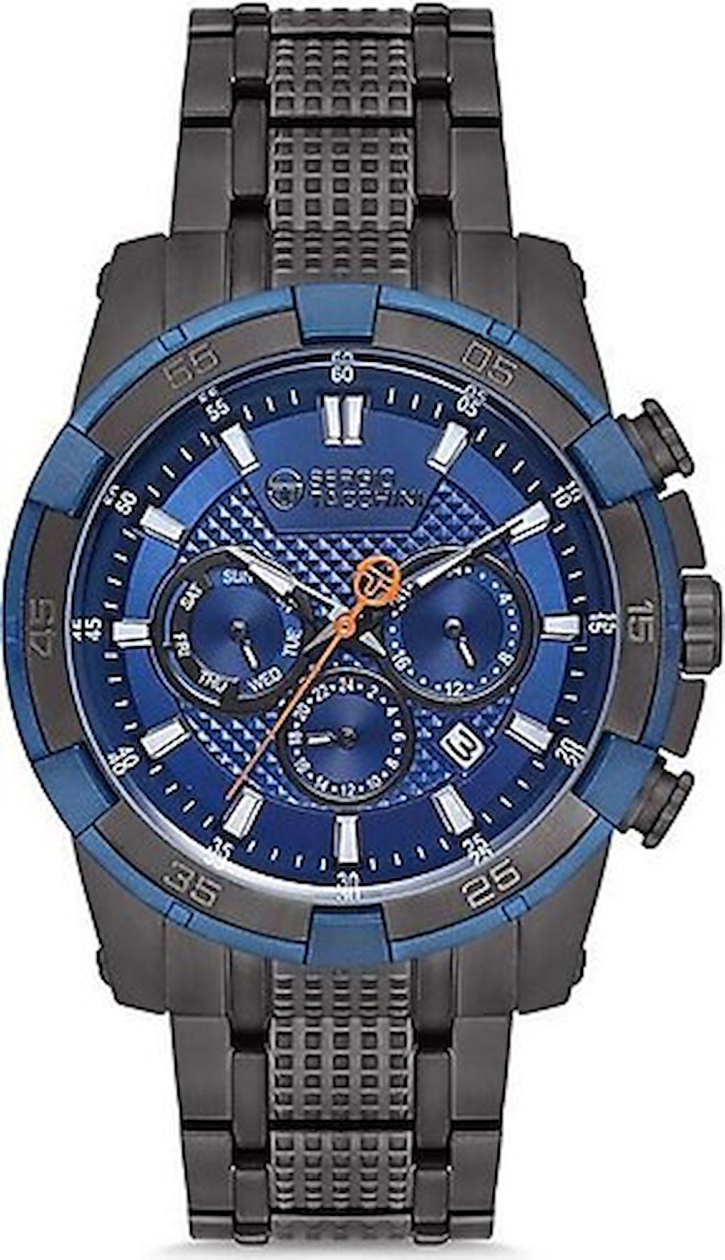 Sergio Tacchini ST.1.10026.4 Takvimli Siyah Metal Kordon Analog Erkek Kol Saati