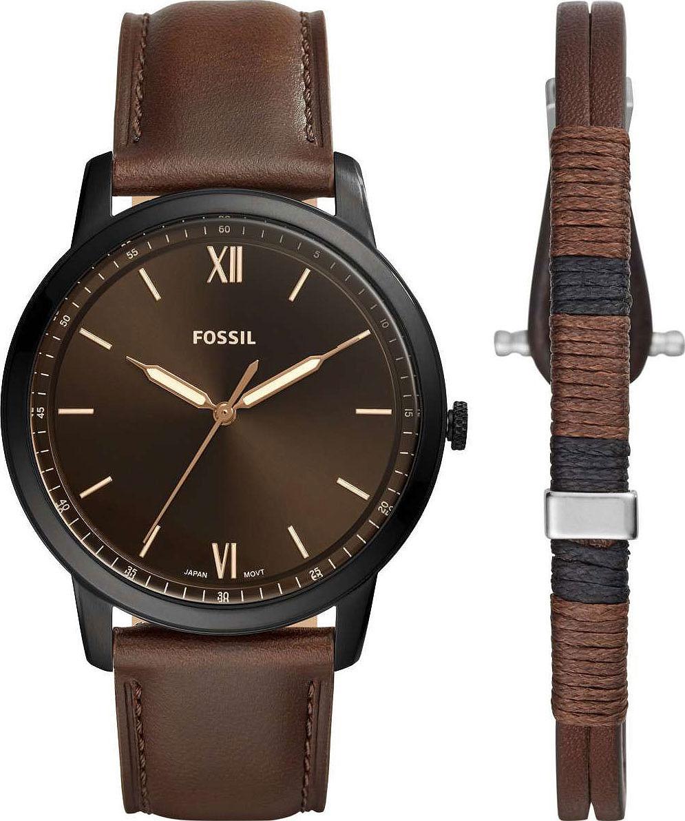 Fossil FFS5557SET 44 mm Kahverengi Deri Kordon Analog Erkek Kol Saati