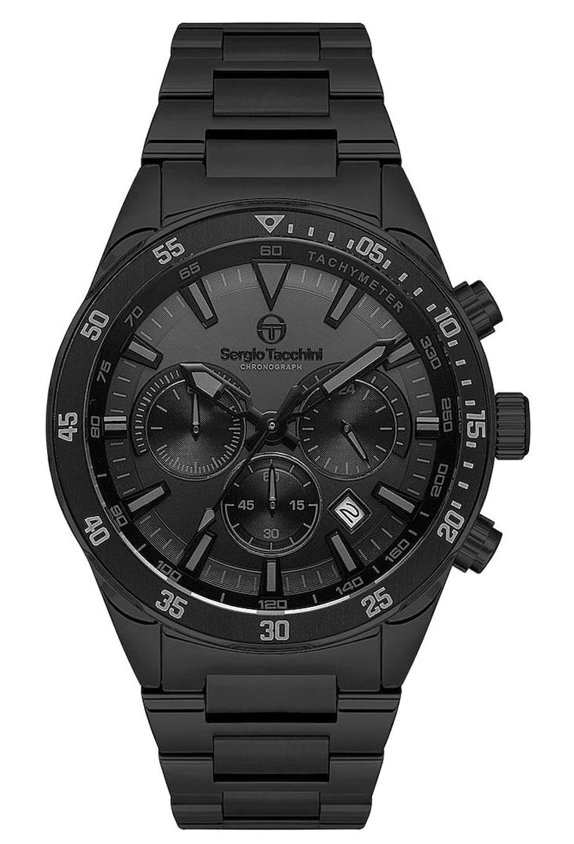 Sergio Tacchini ST.1.10430.5 Takvimli Siyah Çelik Kordon Analog Erkek Kol Saati