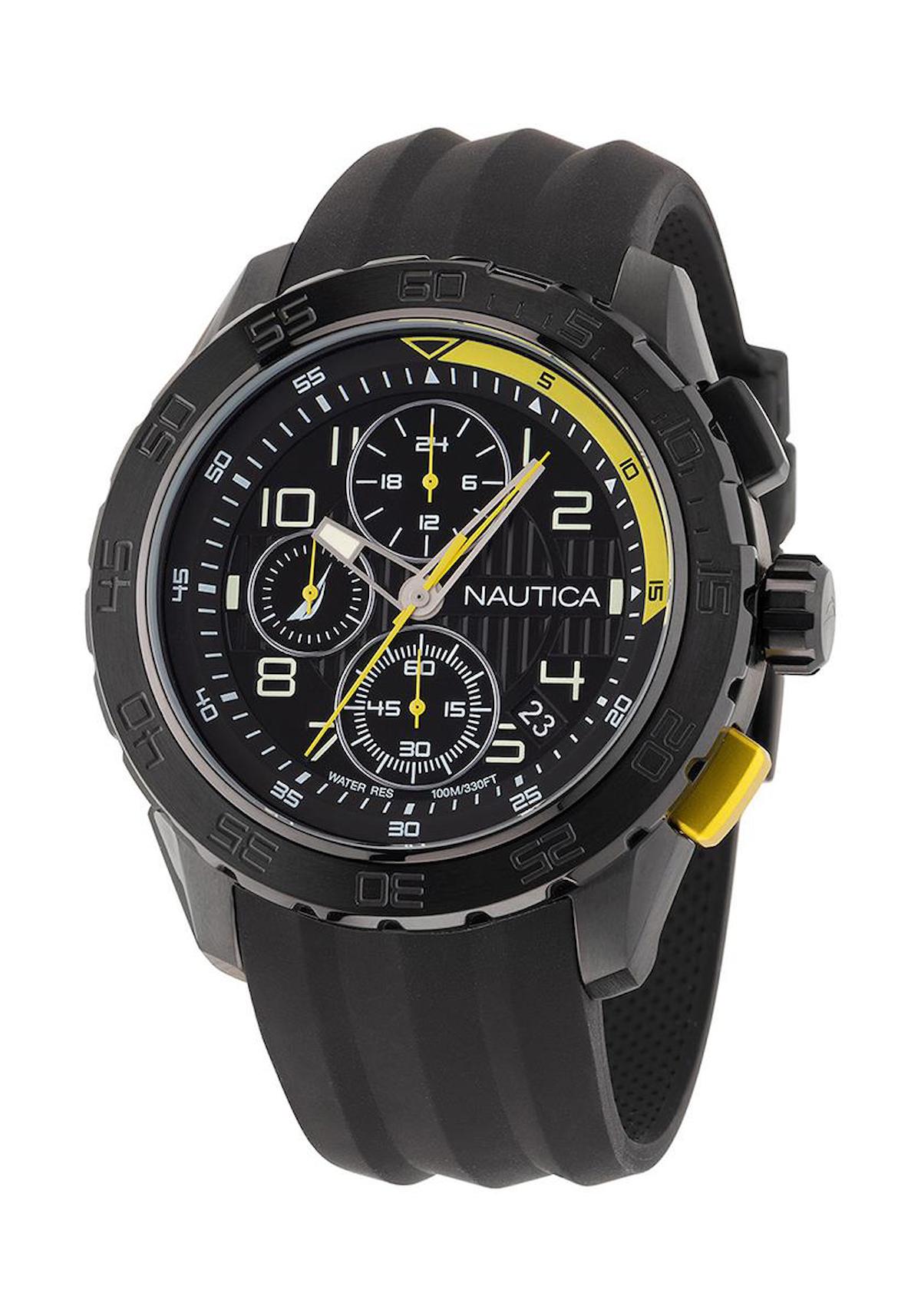 Nautica NAPNSS302 Takvimli 46 mm Siyah Silikon Kordon Analog Erkek Kol Saati