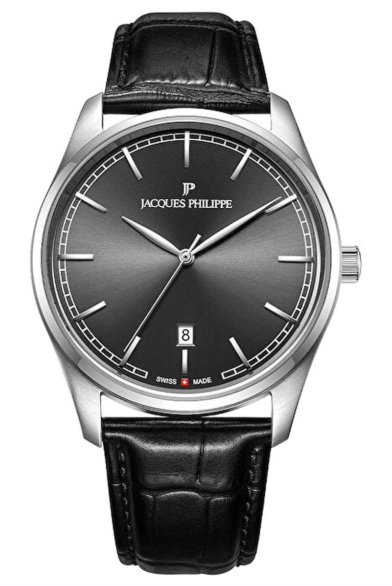 Jacques Philippe JPQGS621141 Takvimli 40 mm Siyah Deri Kordon Analog Erkek Kol Saati