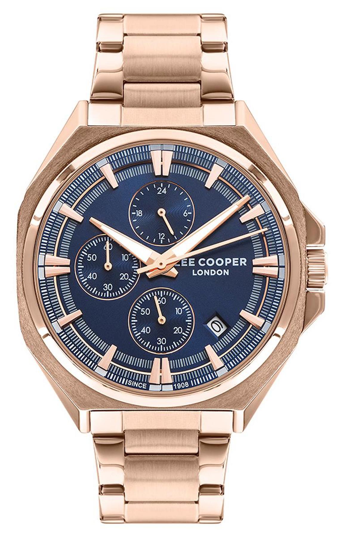 Lee Cooper LC07716.490-NM Takvimli Altın Metal Kordon Analog Erkek Kol Saati