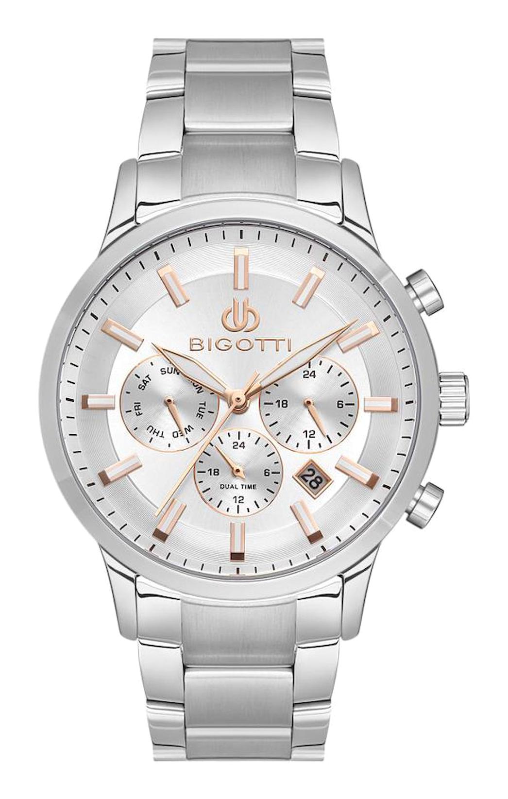 Bigotti BG.1.10484.1 Takvimli 43 mm Çelik Kordon Analog Erkek Kol Saati