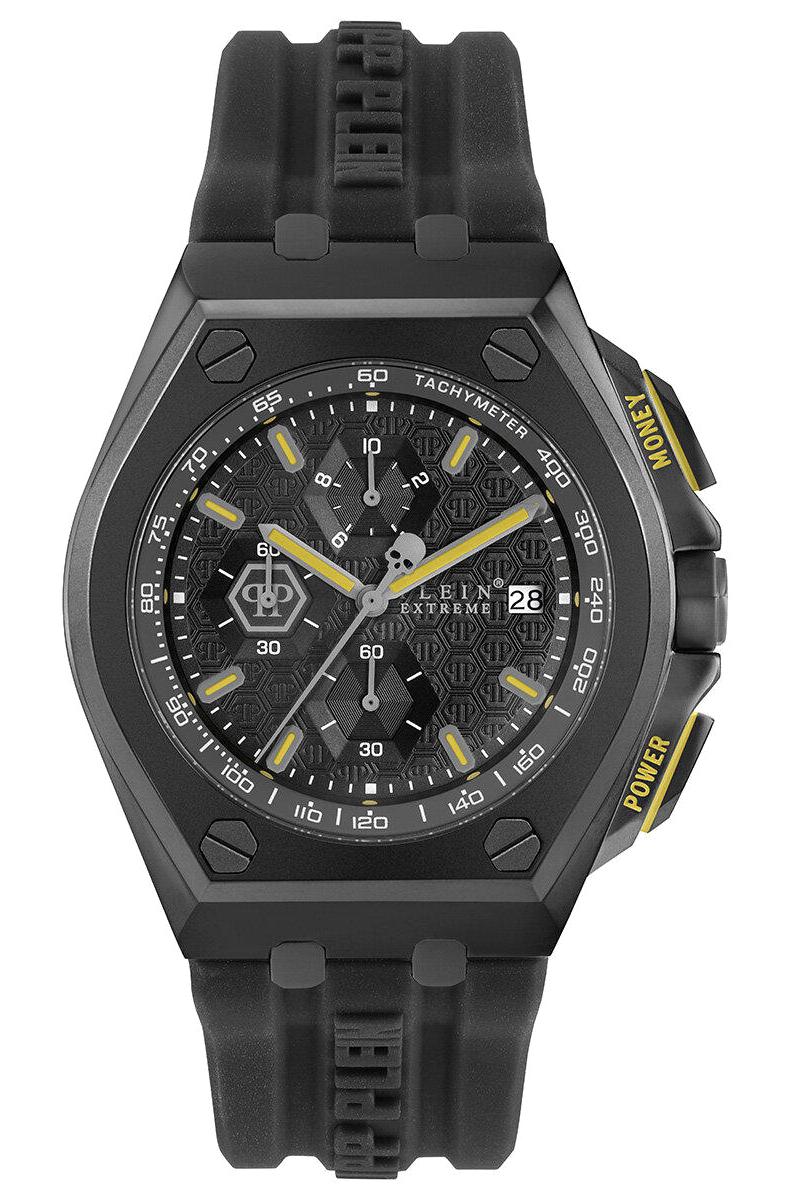 Philipp Plein PWGAA0221 Takvimli 45 mm Siyah Silikon Kordon Analog Erkek Kol Saati