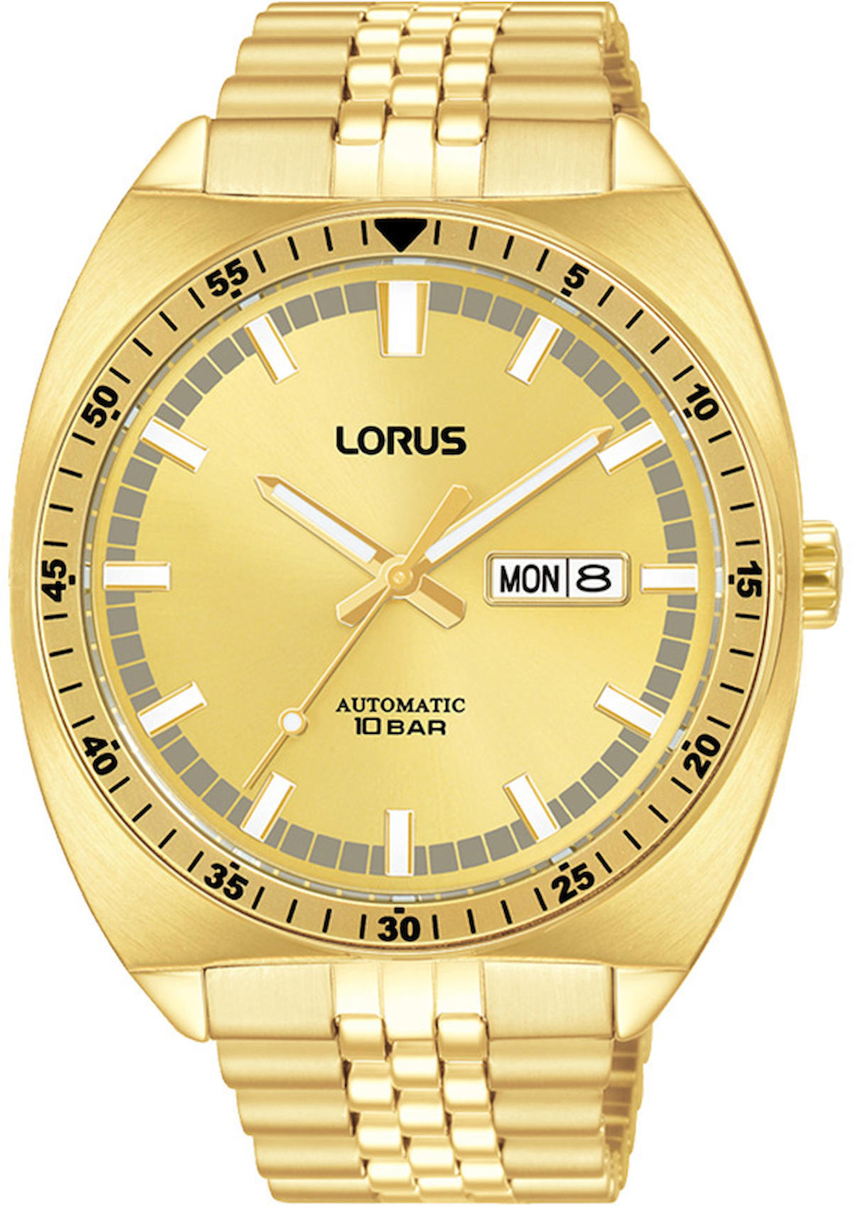 Lorus RL450BX9 Takvimli 43 mm Altın Çelik Kordon Analog Erkek Kol Saati