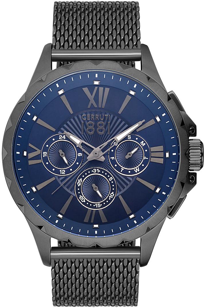 Cerruti 1881 CRA20303 Takvimli Siyah Çelik Kordon Analog Erkek Kol Saati