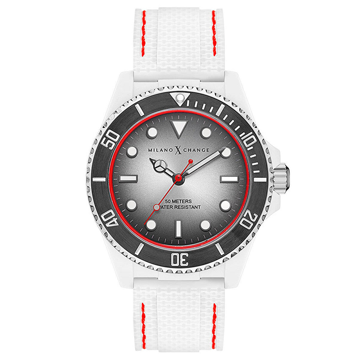Milano X Change MXG1114 Takvimli 43 mm Beyaz Silikon Kordon Analog Erkek Kol Saati