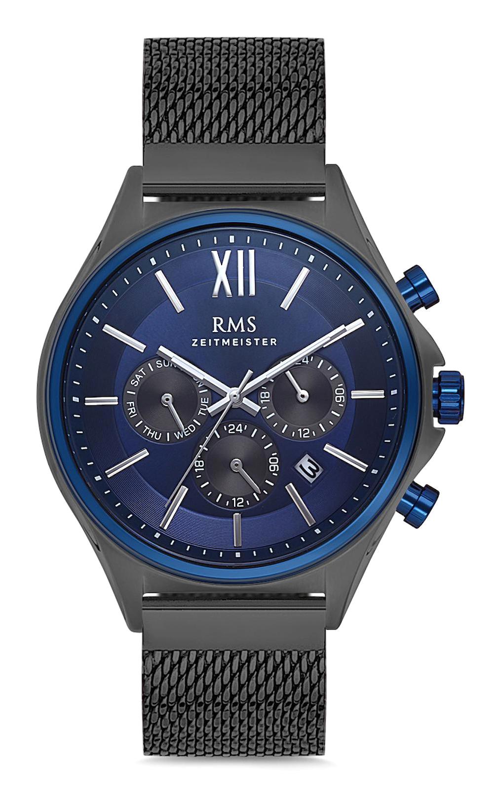 Romanson GR.1.AG1277.04 Takvimli 44 mm Siyah Metal Kordon Analog Erkek Kol Saati