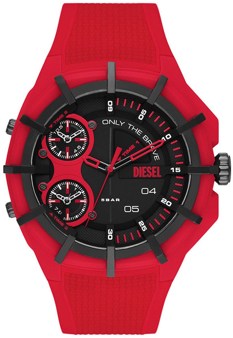 Diesel DZ1989 Takvimli 42 mm Kırmızı Silikon Kordon Analog Erkek Kol Saati