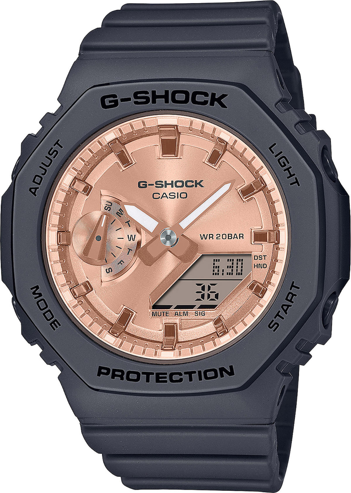 Casio GMA-S2100MD-1A Takvimli 43 mm Siyah Silikon Kordon Analog Kol Saati