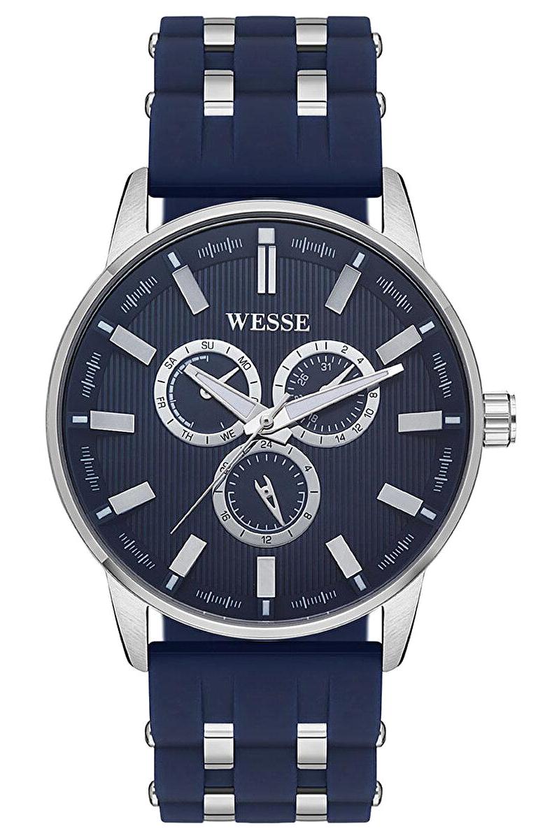 Wesse WWG206704 Pusulalı Takvimli 45 mm Lacivert Silikon Kordon Analog Erkek Kol Saati