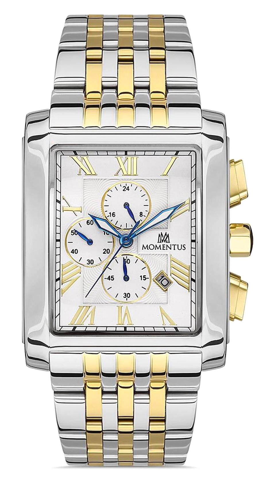 Momentus TM111T-02SG Takvimli 44 mm Altın-Çelik Kordon Analog Erkek Kol Saati