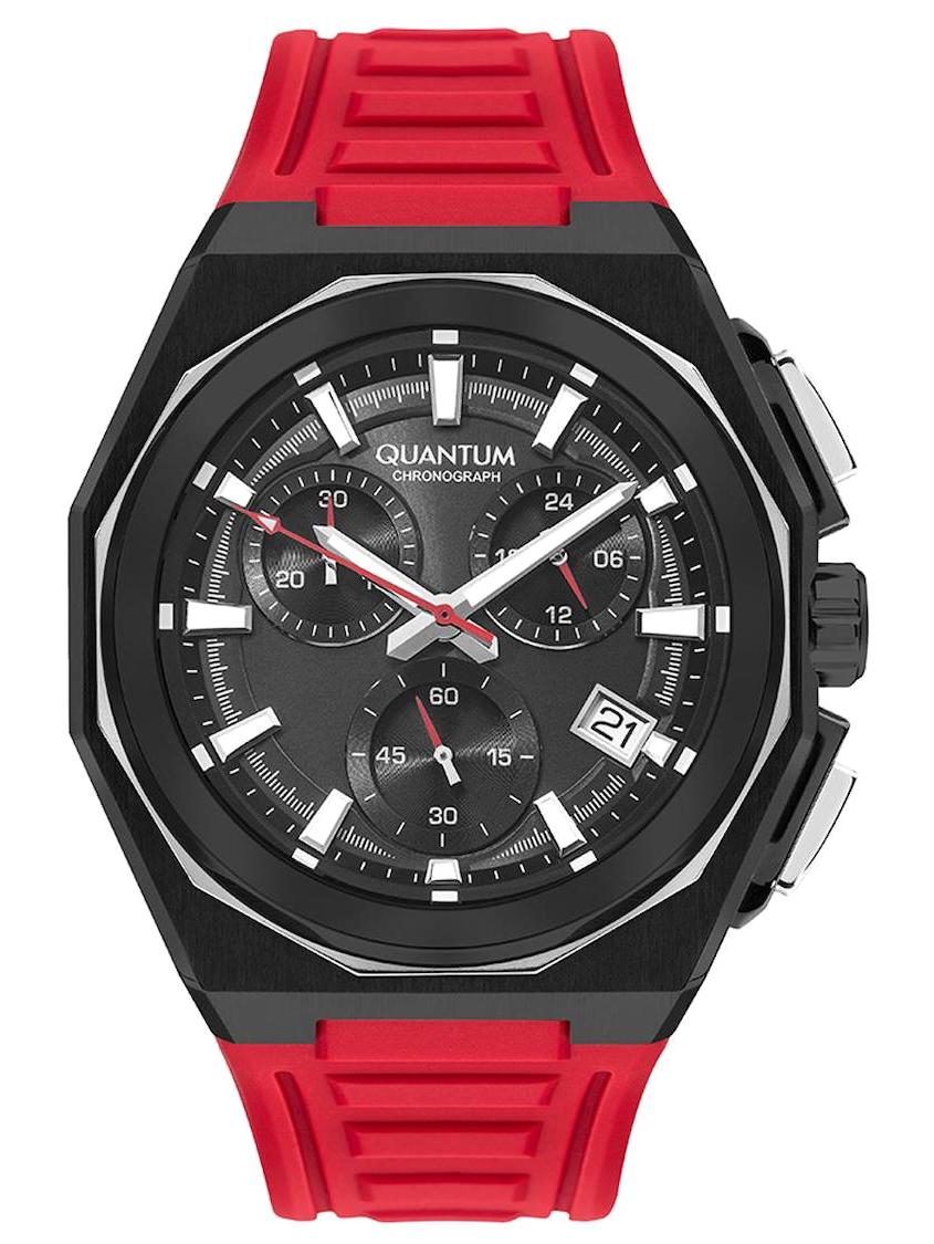 Quantum PWG1078.658 Takvimli 44 mm Kırmızı Silikon Kordon Analog Erkek Kol Saati