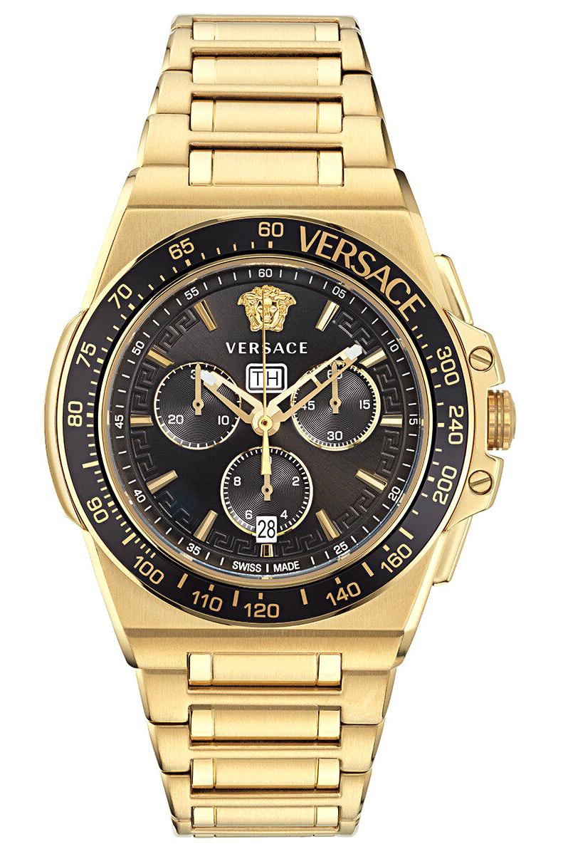Versace VRSCVE7H00623 Takvimli 45 mm Altın Çelik Kordon Analog Erkek Kol Saati