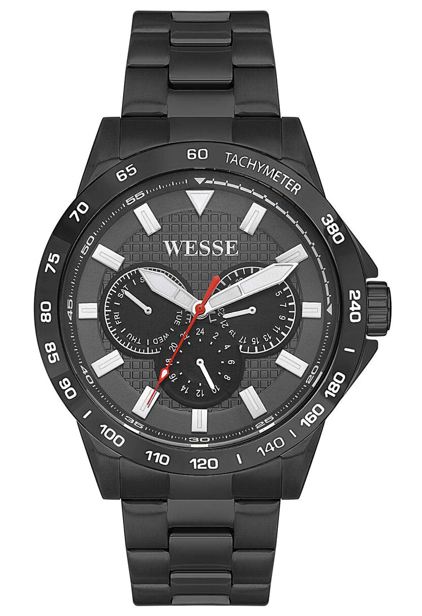 Wesse WWG207704 Pusulalı Takvimli 45 mm Siyah Çelik Kordon Analog Erkek Kol Saati