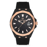 Sergio Tacchini ST.1.10197.2 Takvimli Siyah Silikon Kordon Analog Erkek Kol Saati