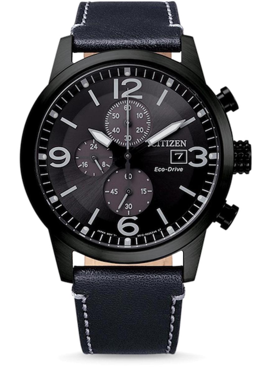 Citizen CA0745-29E Takvimli 43 mm Siyah Deri Kordon Analog Erkek Kol Saati