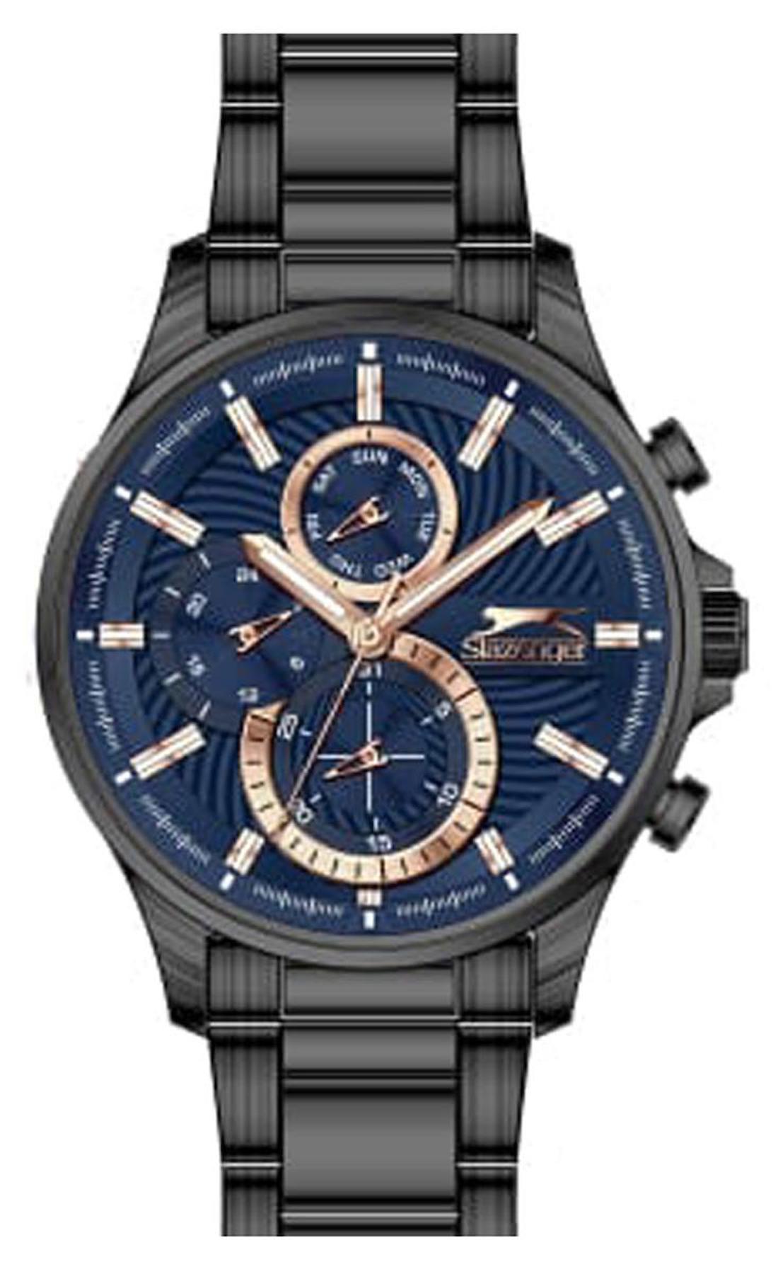 Slazenger SL.09.2193.2.04 Takvimli 44 mm Siyah Çelik Kordon Analog Erkek Kol Saati