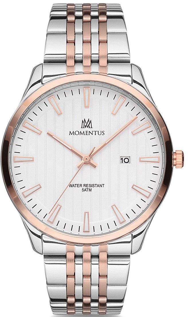 Momentus KC252S-02SR Takvimli 42 mm Gri-Rose Gold Metal Kordon Analog Kol Saati