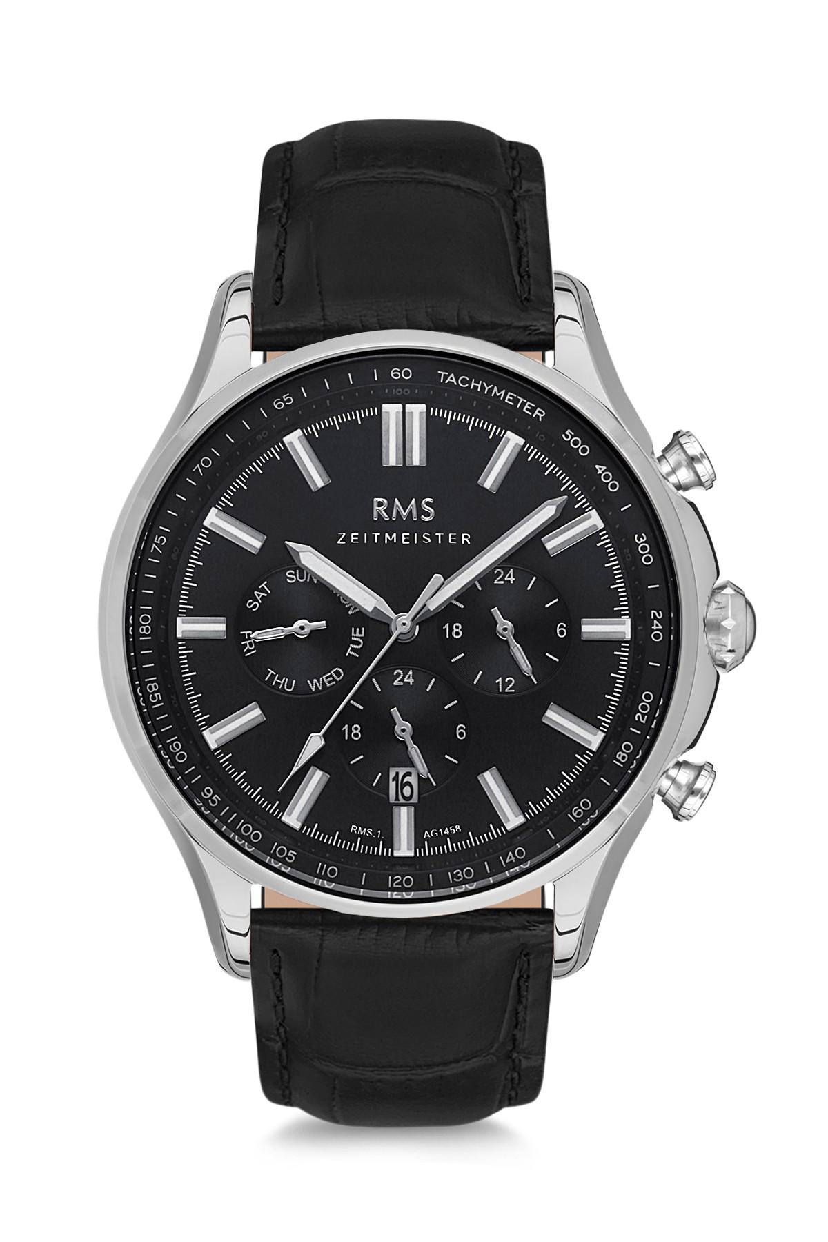 Romanson RMS.1.AG1456.03D Takvimli Siyah Deri Kordon Analog Erkek Kol Saati