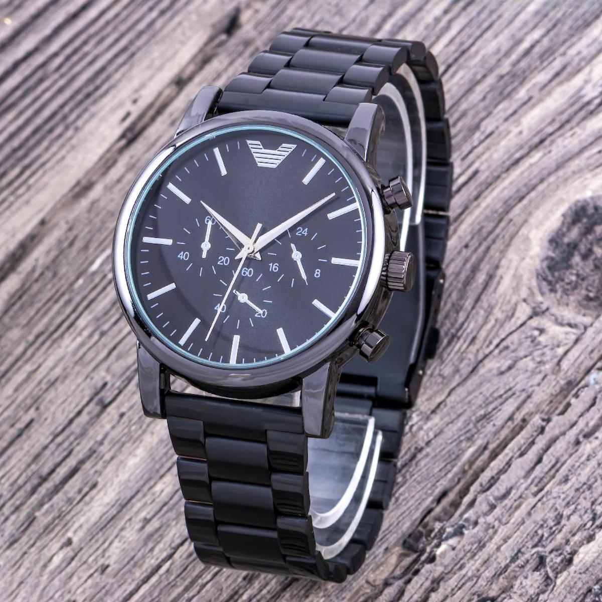 Saattino ST-304301 Takvimli Siyah Çelik Kordon Analog Erkek Kol Saati