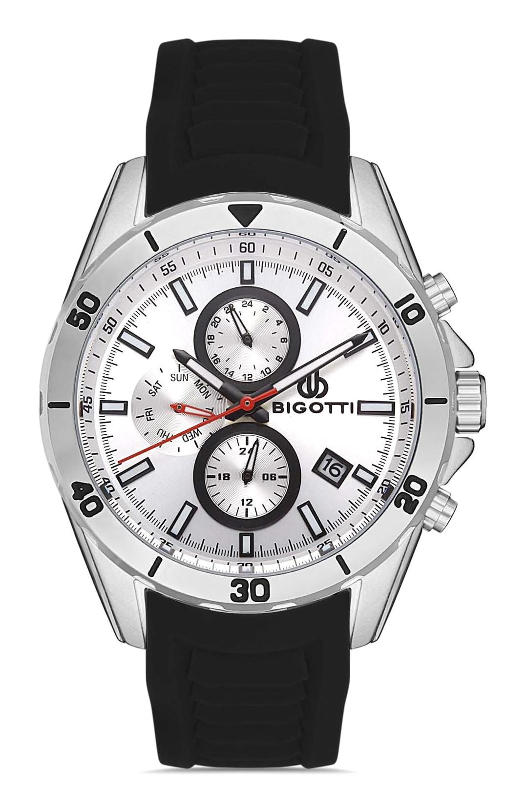 Bigotti BG.1.10248.1 Takvimli 45 mm Siyah Silikon Kordon Analog Erkek Kol Saati