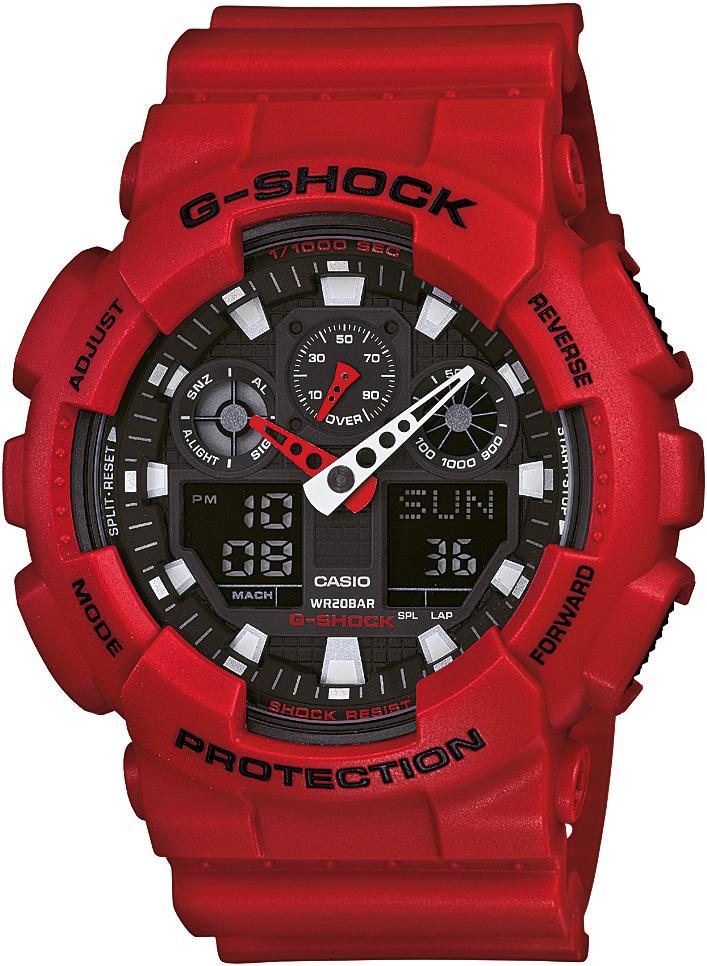 Casio GA-100B-4ADR Takvimli 51.2 mm Kırmızı Silikon Kordon Analog Kol Saati