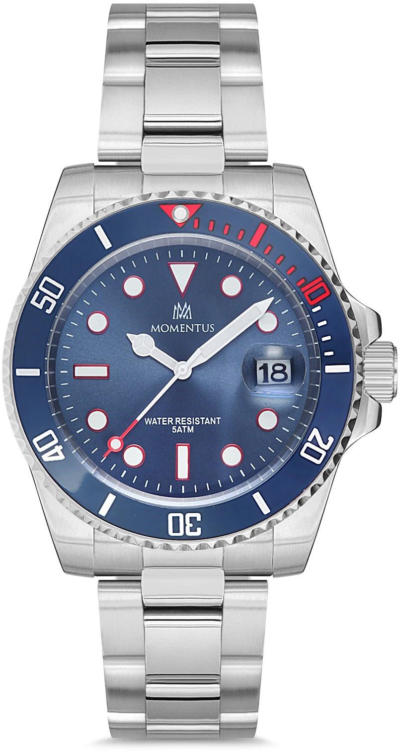 Momentus SM359T-11SS Takvimli 40 mm Çelik Kordon Analog Kol Saati