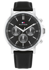 Tommy Hilfiger TH1710586 Takvimli 44 mm Siyah Deri Kordon Analog Erkek Kol Saati