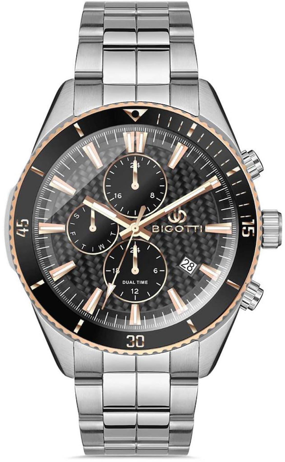 Bigotti BG.1.10337.3 Takvimli 45 mm Çelik Kordon Analog Erkek Kol Saati