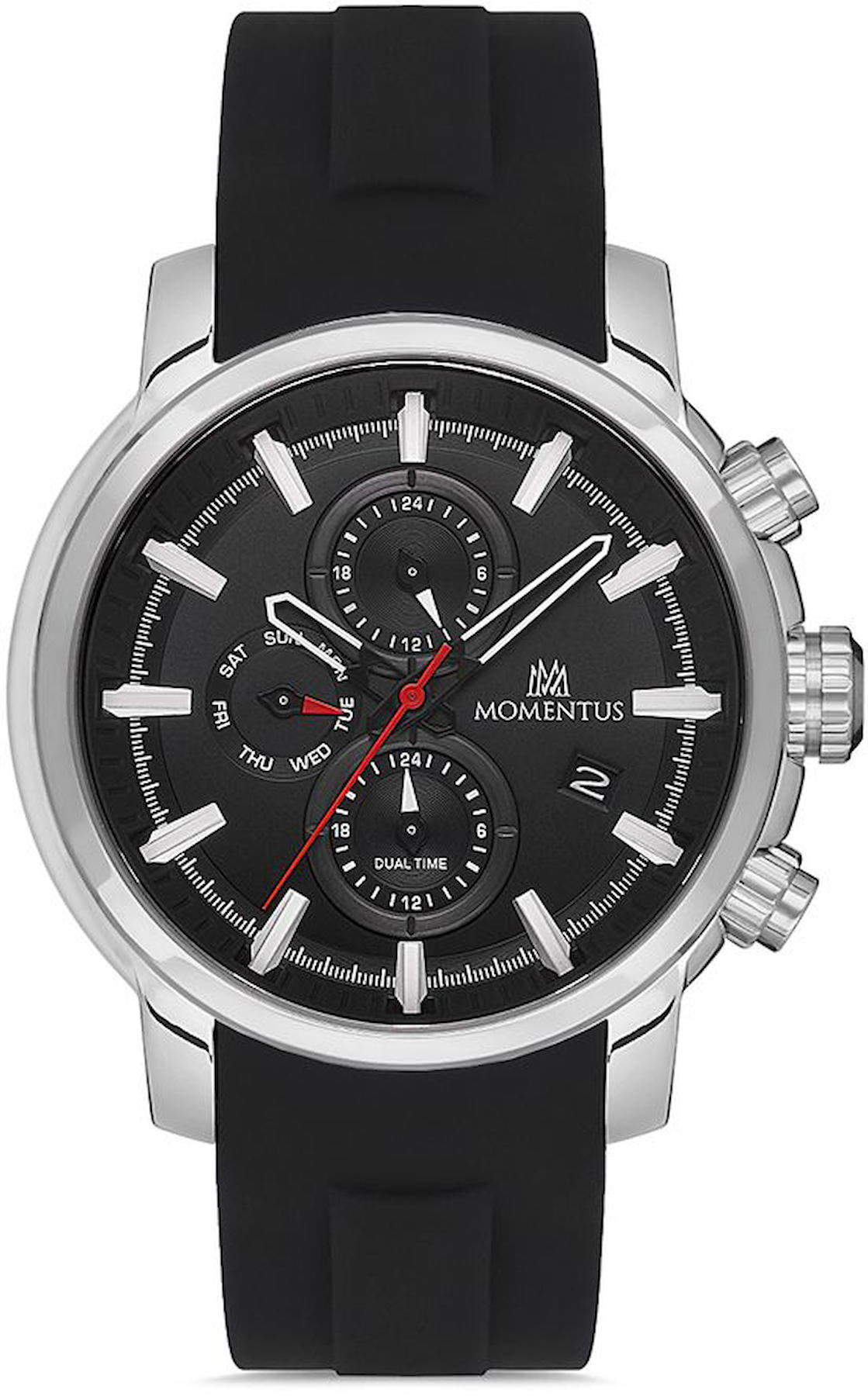 Momentus CC302S-04BS Takvimli 44 mm Siyah Plastik Kordon Analog Erkek Kol Saati