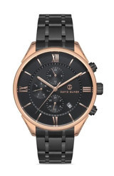 David Guner DG-8177GA-R2 Takvimli 42 mm Siyah Çelik Kordon Analog Kol Saati