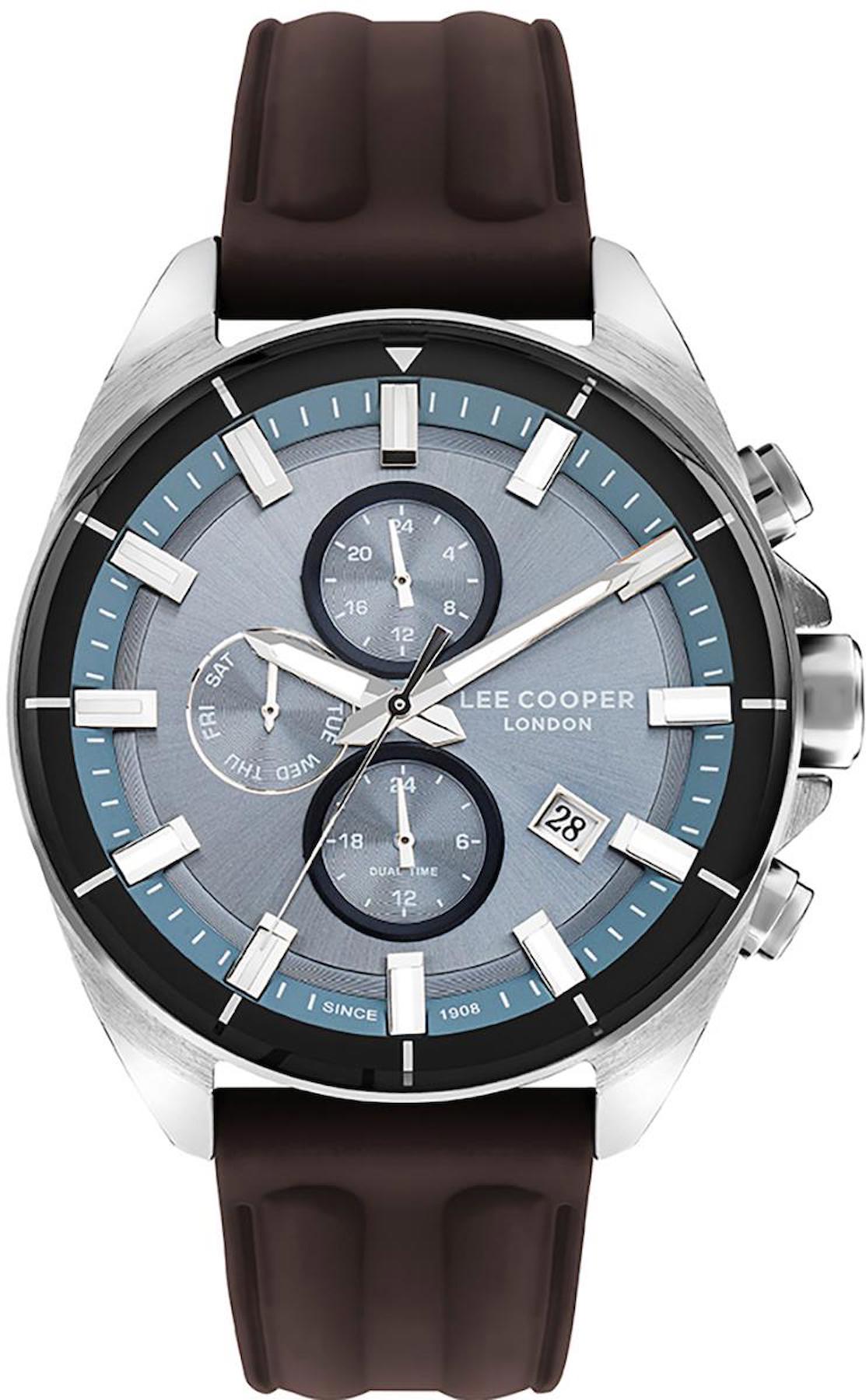 Lee Cooper LC07881.394 Takvimli Kahverengi Silikon Kordon Analog Erkek Kol Saati