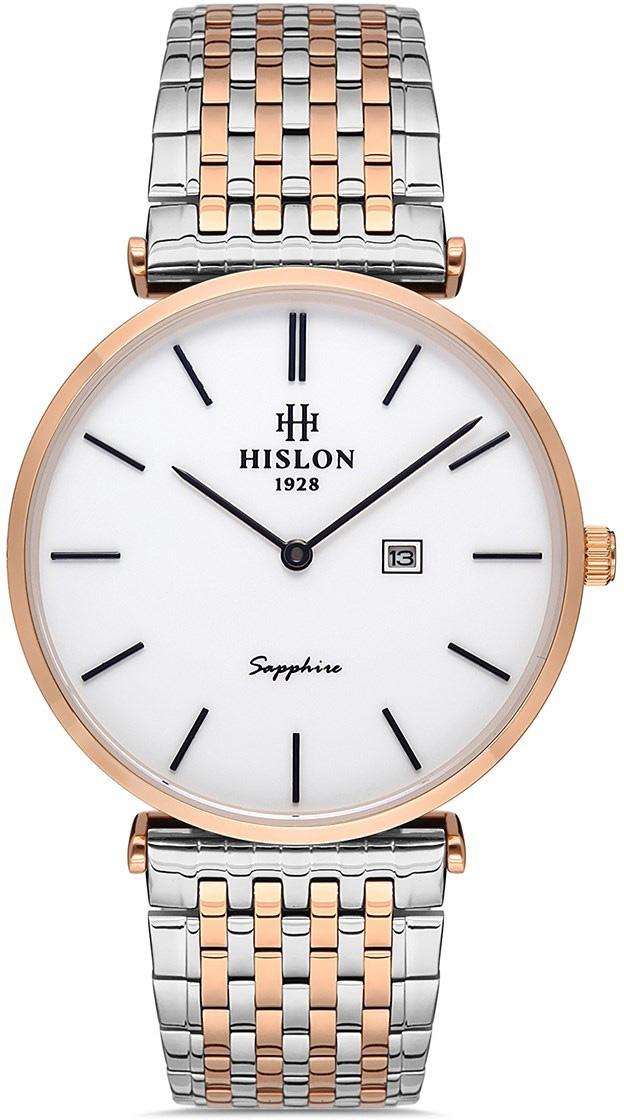 Hislon CL119T-03SR Takvimli 38 mm Gri-Rose Gold Çelik Kordon Analog Erkek Kol Saati