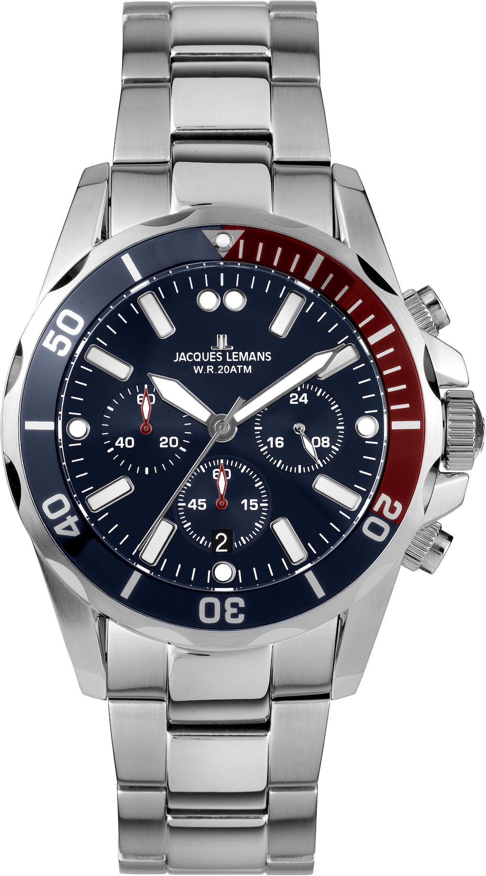 Jacques Lemans LİVERPOOL 1-2091G Takvimli 44 mm Çelik Kordon Analog Erkek Kol Saati
