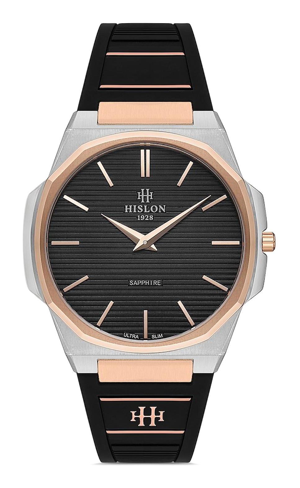 Hislon CL127T-04BR 43 mm Gri Silikon Kordon Analog Erkek Kol Saati