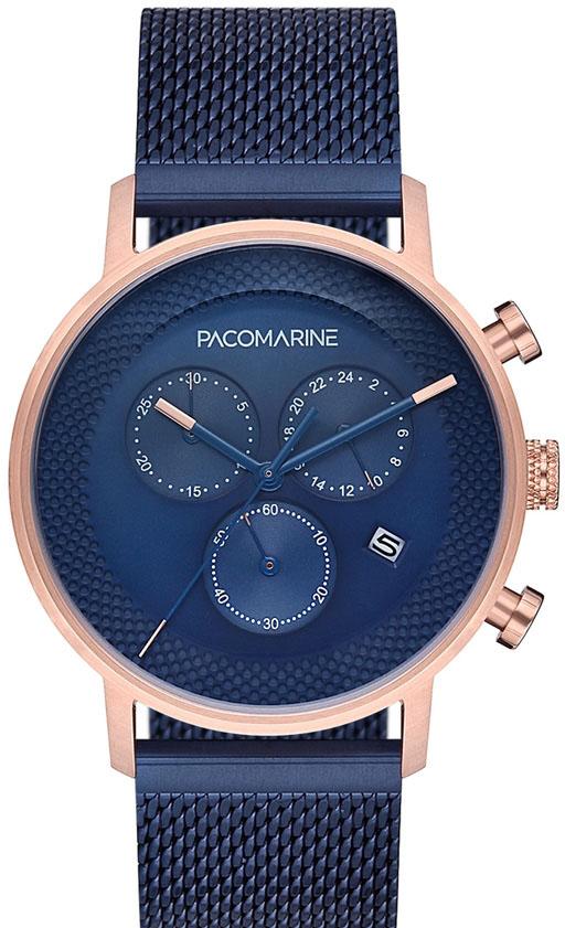 Pacomarine PM.88004.02 Takvimli 42 mm Lacivert Çelik Kordon Analog Kol Saati