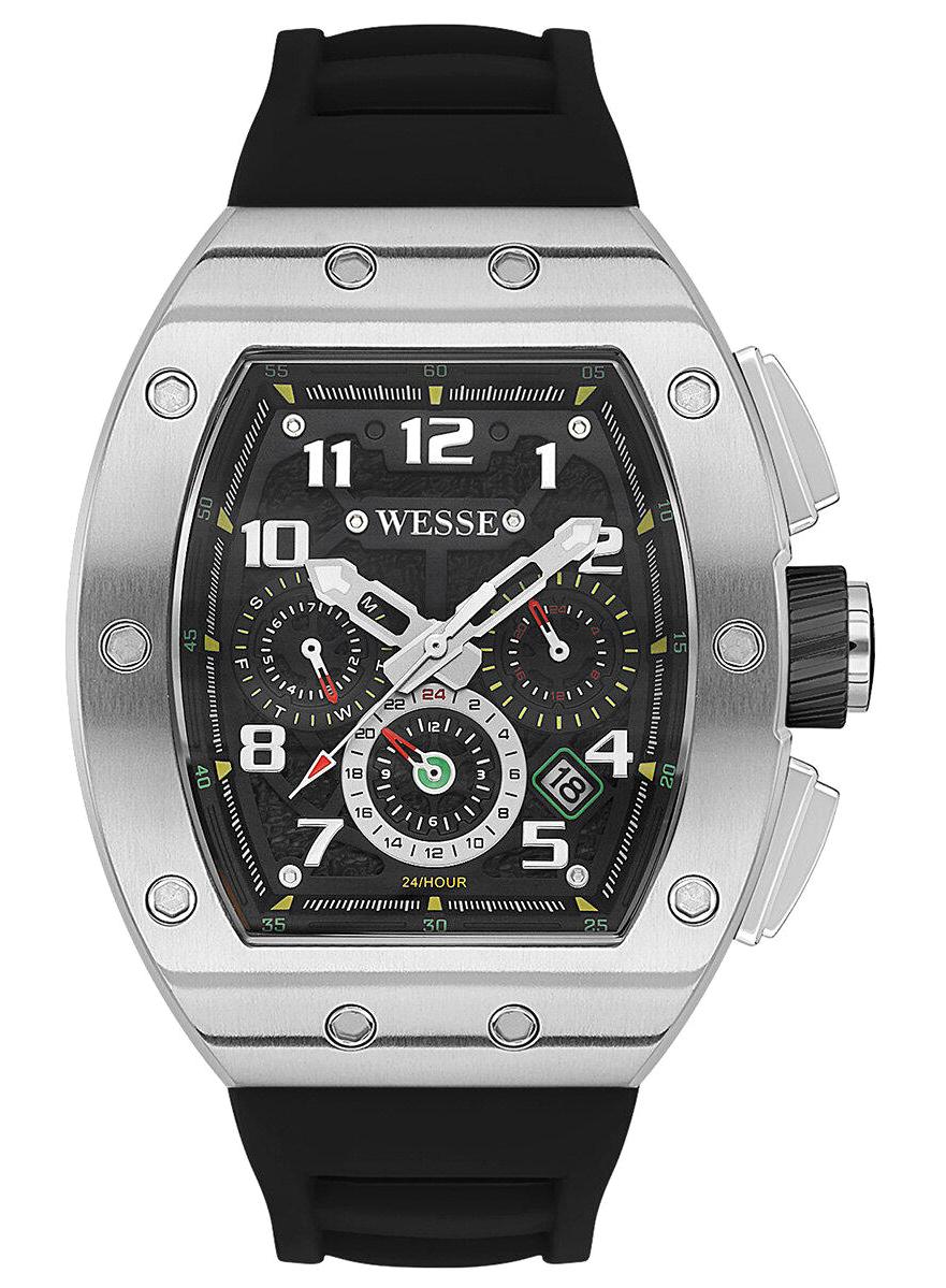Wesse WWG402501 Pusulalı Takvimli 43 mm Siyah Silikon Kordon Analog Erkek Kol Saati