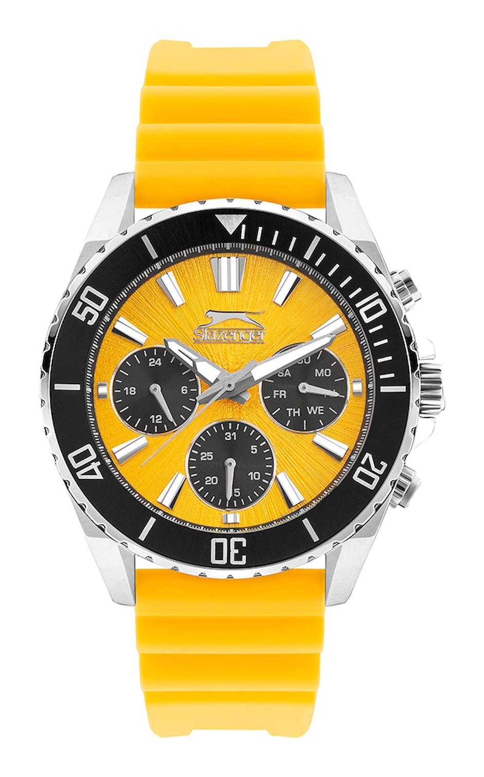 Slazenger SL.09.2274.2.04 Takvimli 44 mm Sarı Plastik Kordon Analog Erkek Kol Saati