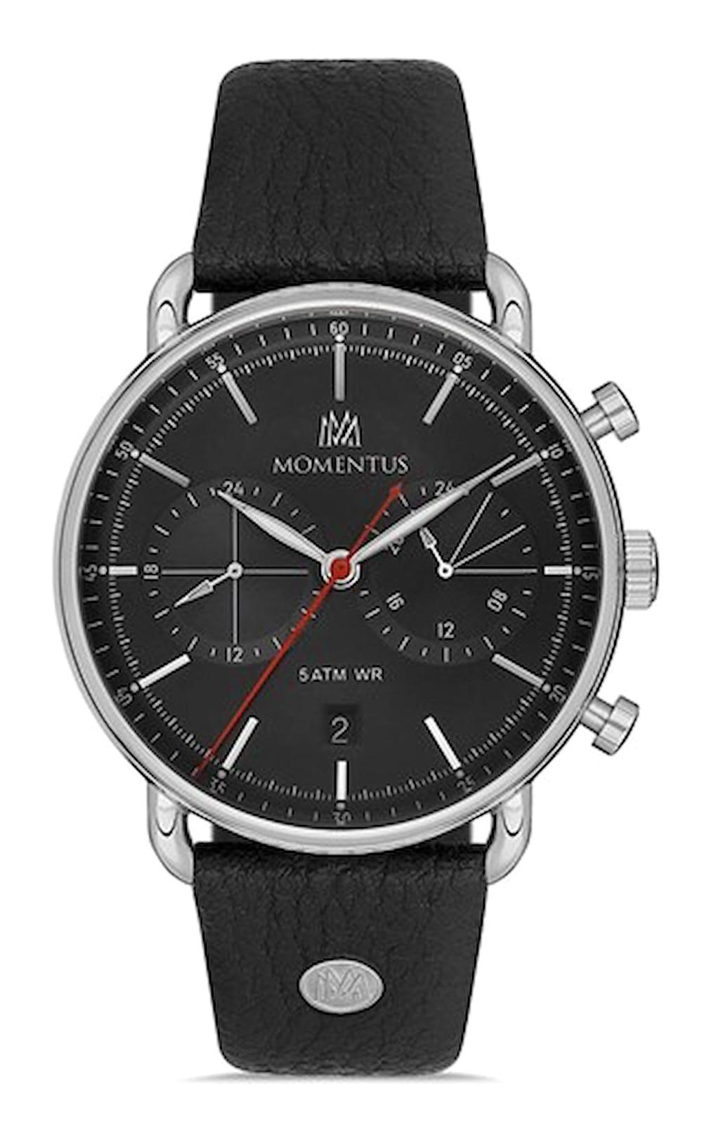 Momentus CC285S-04BS Takvimli 43 mm Siyah Deri Kordon Analog Erkek Kol Saati