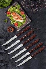 ÖzSa Home Mutfak Bıçak Seti Steak Et Bıçak Restoran Et Kesme Doğrama Meyve Sebze Bıçak Şık Ahşap Saplı