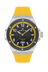 Daniel Klein DKE.1.10529.4 Takvimli Sarı Silikon Kordon Analog Erkek Kol Saati