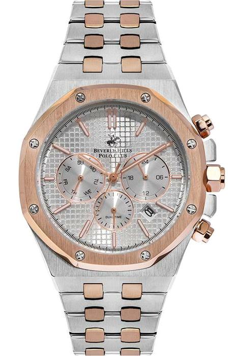 Beverly Hills Polo Club BP3051 Takvimli 45 mm Gri-Rose Gold Çelik Kordon Analog Kol Saati